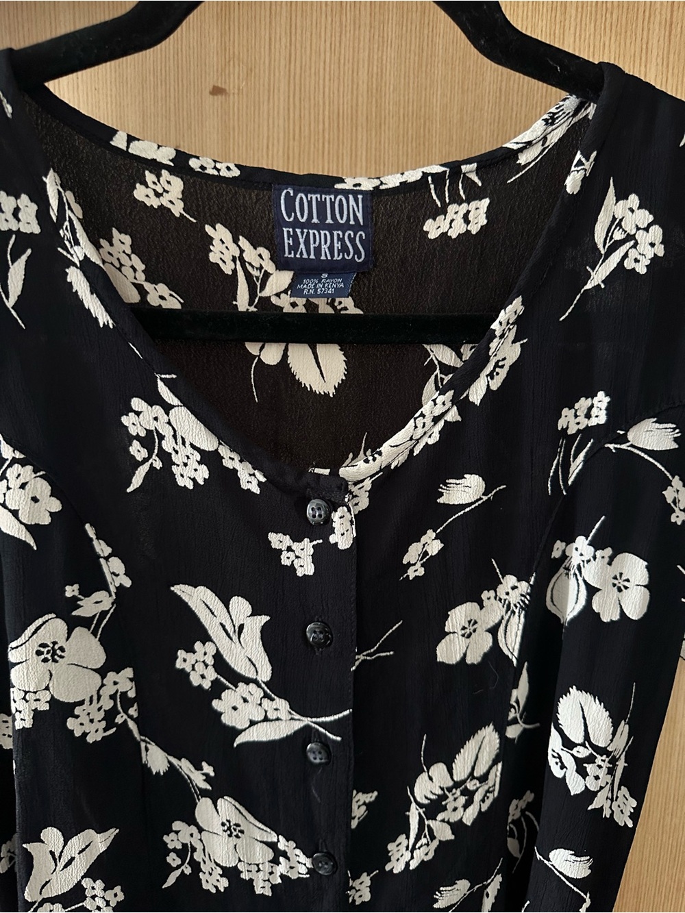 Cotton Express Black and White Floral Midi Dress